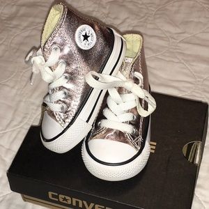 NIB Pink metallic Converse high tops! So awesome!